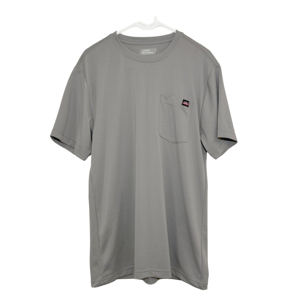 Genuine Dickies Mens Gray Short Sleeve Pocket Work Shirt Performance Tee Medium